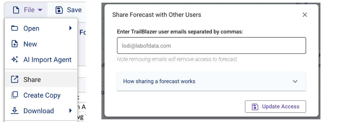 Screenshot: Share Forecast